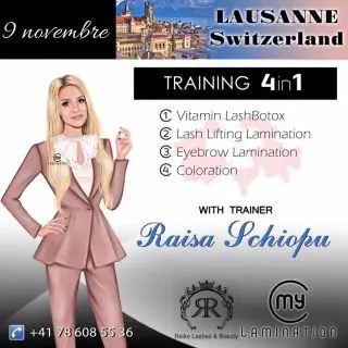 La Formation en rehaussement de cils et LashBotox MyLamination est donné par la formatrice diplômée MyLamination en Suisse ?? à Lausanne, à Raiko Lashes Académie située à l’avenue de France 40. La formation contient 4 modules ✔️ 1. Vitamine LashBotox 2. Lamination et rehaussement de cils 3. Lamination de sourcils 4. Teinture de cils et sourcils ?✂️Le matériel durant la formation est compris dans le prix et le Start KIT est offert pour 10-15 clientes environ ??? ? Le Book de formation le plus complet est offert ? Durée de la formation - 1 journée ✔️9 novembre 2020 ? La partie théorique ?‍? La pratique sur une modèle ? Le Certificat MyLamination est offert à la fin de la formation ?